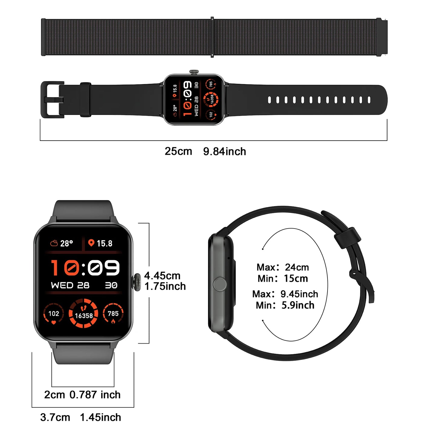 New Waterproof Smart Watch for Women Men 1.85'' HD Screen Bluetooth Fitness&Health Monitoing Smartwatch for Android IOS